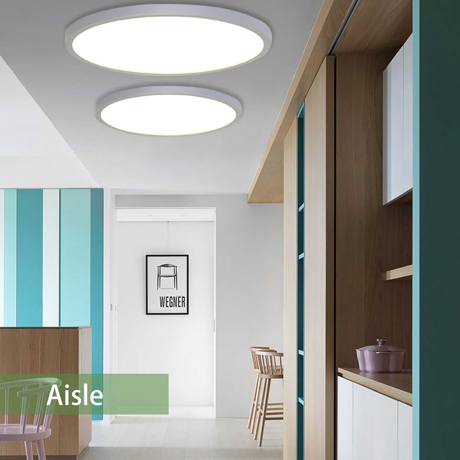 Luci impermeabili lampada a soffitto moderna a soffitto ad alta trasmissione paralume aurnica a filo la camera da letto soggiorno portico ufficio 2400lm 24w 0209