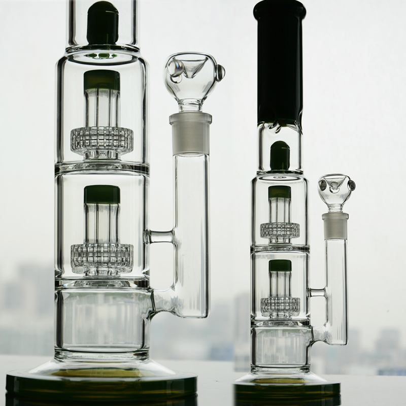 Uzun cam su bong nargile üçlü oda stereo matris perc bong sigara cam boru fıskiyesi dab kuleleri