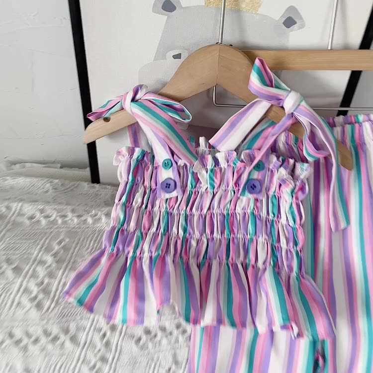Roupas infantis Conjunto de verão Algodão de algodão PCs Roupa de roupas infantis de traje infantil para garotas coletes