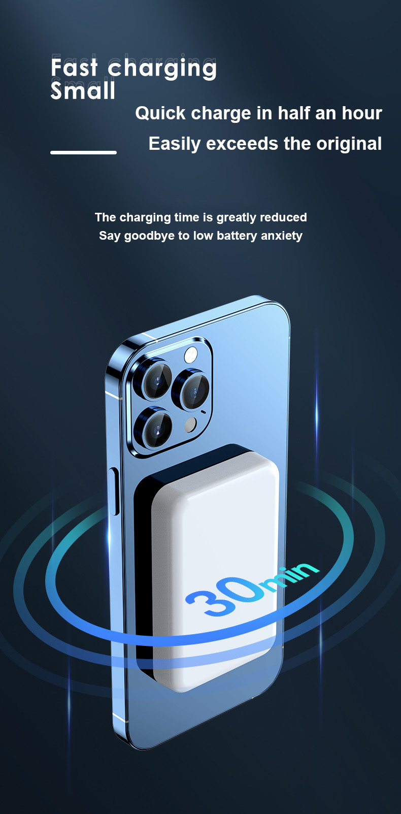 iPhone 12 13 14 Pro Pro Max Mini Plus 휴대용 보조베터리 보조베터리 예비 외부 배터리 팩용 마그네틱 무선 충전기