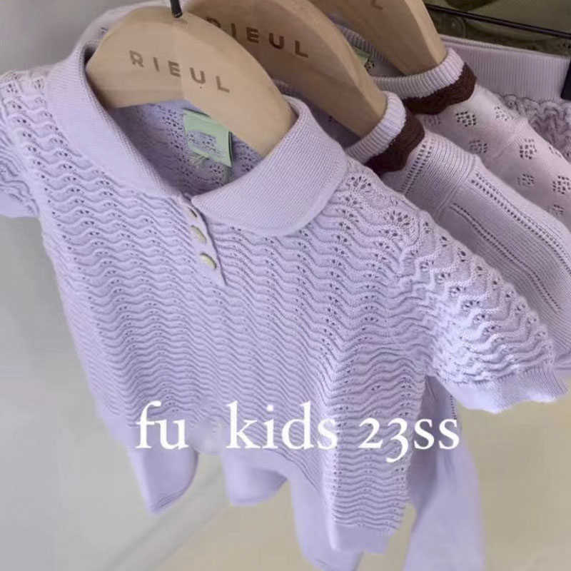 T-shirts Enkelibb 2023 Sumer New F ** Kids Girls Wool Knit Tshirt Super Soft and Thin Toddler Girl Sweet Short Sleeve T-Shirt Wool T230209