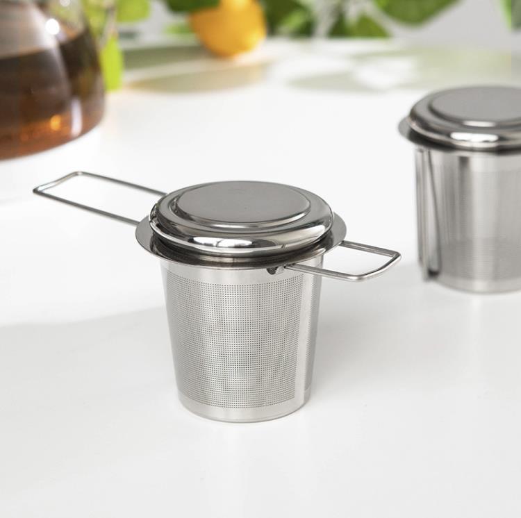 Teapot tea strainer with cap stainless steel loose leaf tea infuser basket filter big with lid SN648