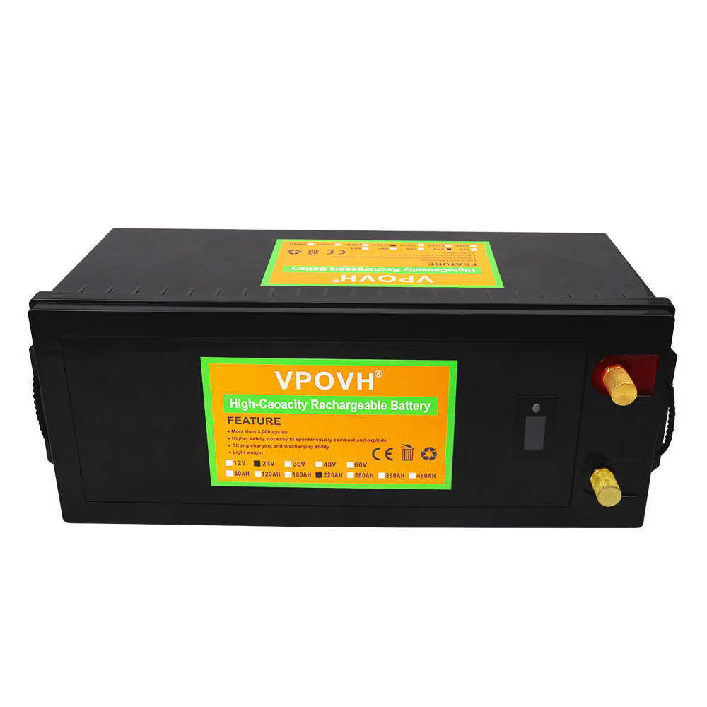 24V 220Ah LiFePO4 Lithium Iron Phosphate Battery Built-in BMS Used For RV Campers Golf Cart Solar Energy Storage With 