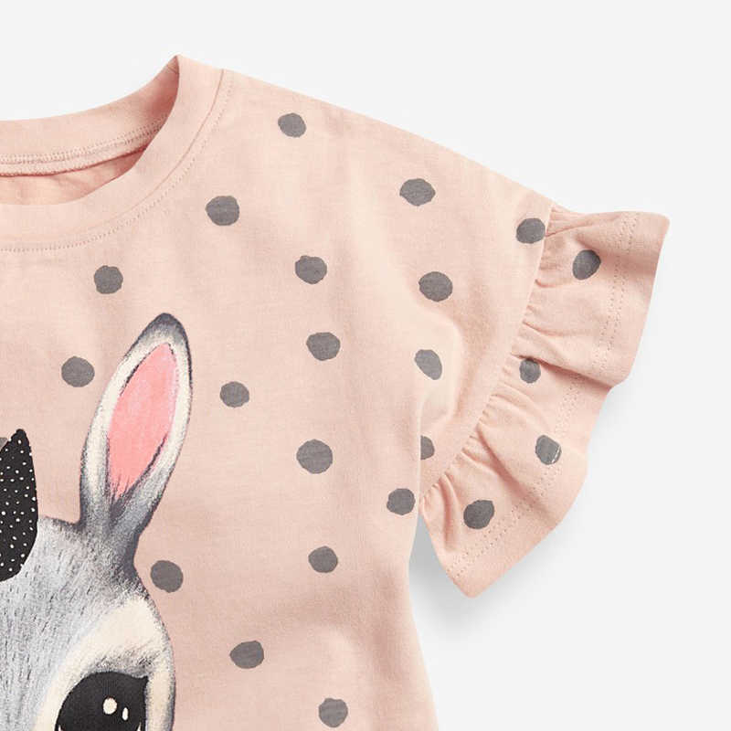 T-shirts Little maven 2022 Lovely Rabbit Summer T-shirt Cotton Pink Spot Soft and Comfort Clothes New Fashion Tops for Kids 2 to 7 year T230209