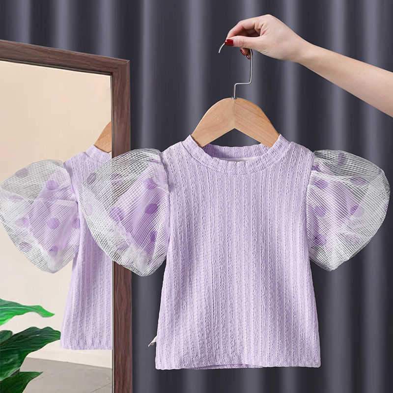 T-shirts Summer 2022 Baby Girl Fashion Clothing Cotton Puff Sleeve T-shirt Kläder Barn Party Birthday Wear T230209