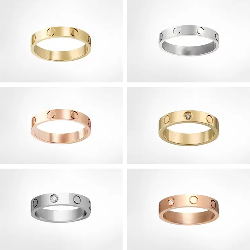 love screw ring heren ringen klassieke luxe designer sieraden vrouwen diamant titanium staal legering verguld goud zilver roos nooit vervagen niet allergisch 4 mm 5 mm 6 mm geschenk