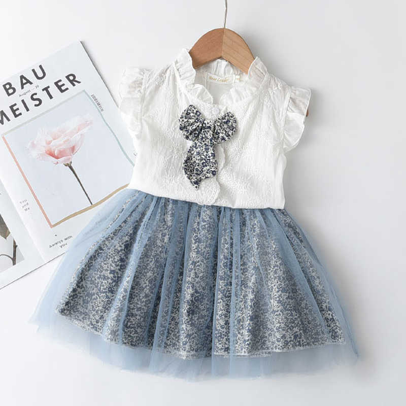 Sets Mädchen Casual Set Neue Sommer Kinder Nette Bowtie es Kinder Schöne Mesh Kleid Party Kostüme Baby Kleidung