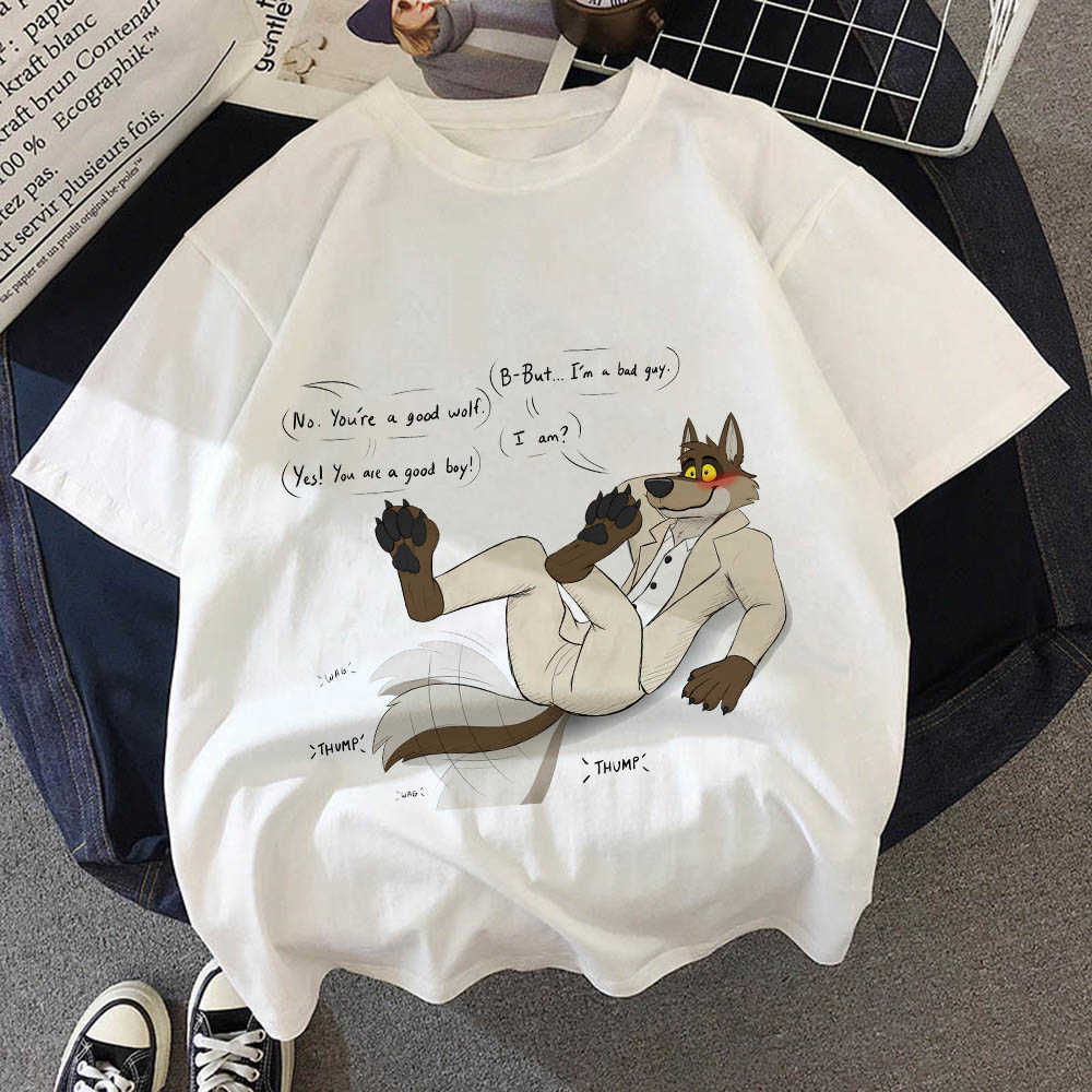 T-shirts 2022 Été Nouveau The Bad Guys T-shirt pour enfants Kawaii Wolf Vêtements décontractés Harajuku Dessins animés T-shirts drôles pour enfants T230209