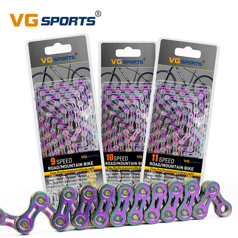 Chaînes de vélo VG Sports 9 10 11 vitesses, demi-creux, chaînes de vélo de route de montagne 9 10 11 S ultralégères 116L colorées vtt 0210