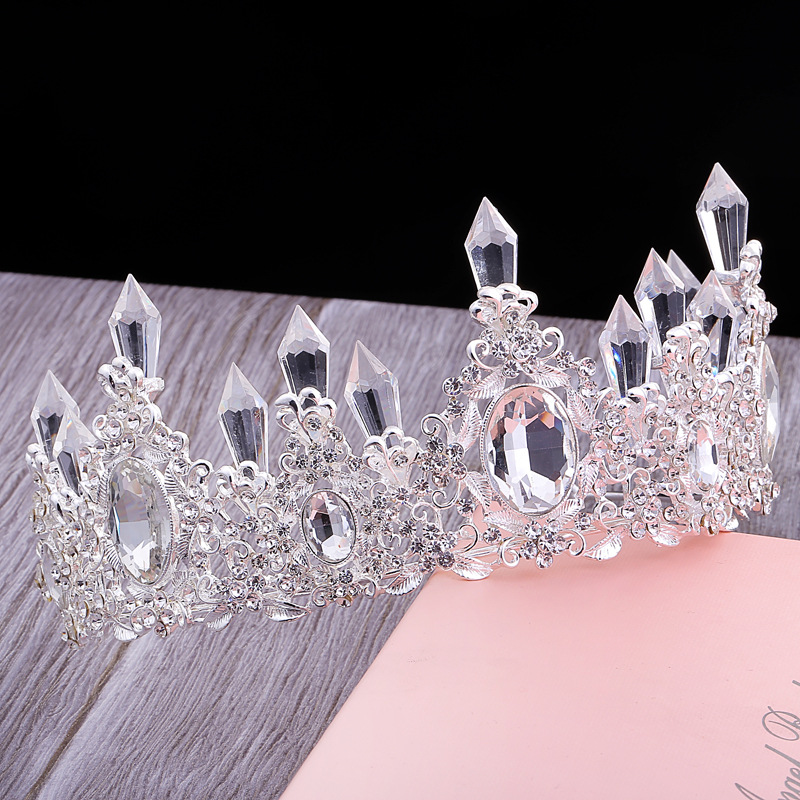 Headpieces Silver Crystals Wedding Crowns Pearls Brud Tiaras Rhinestones Head Pannband Hårtillbehör Pageant Crown