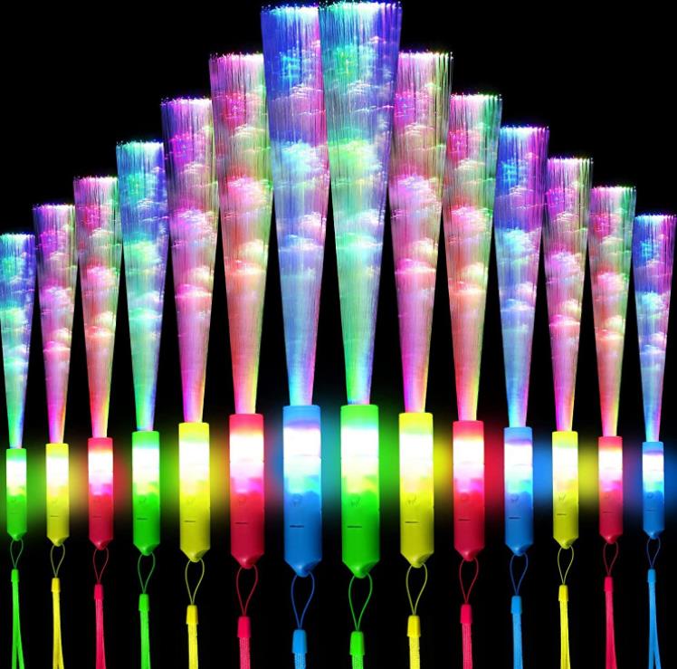 Świąteczne zapasy Halloween Glow Fibre Wands Sticks LED Optic Light Up Colorf Flashing Wand for Christmas Sn4802