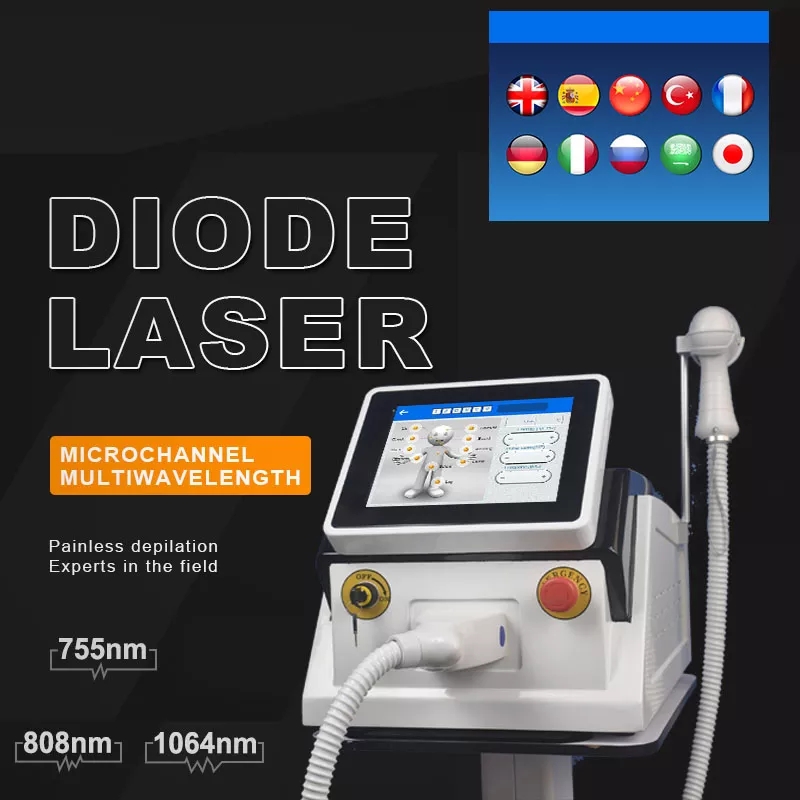 Depilação portátil da máquina da remoção do cabelo do laser do diodo 3 ondas 755 808 1064nm