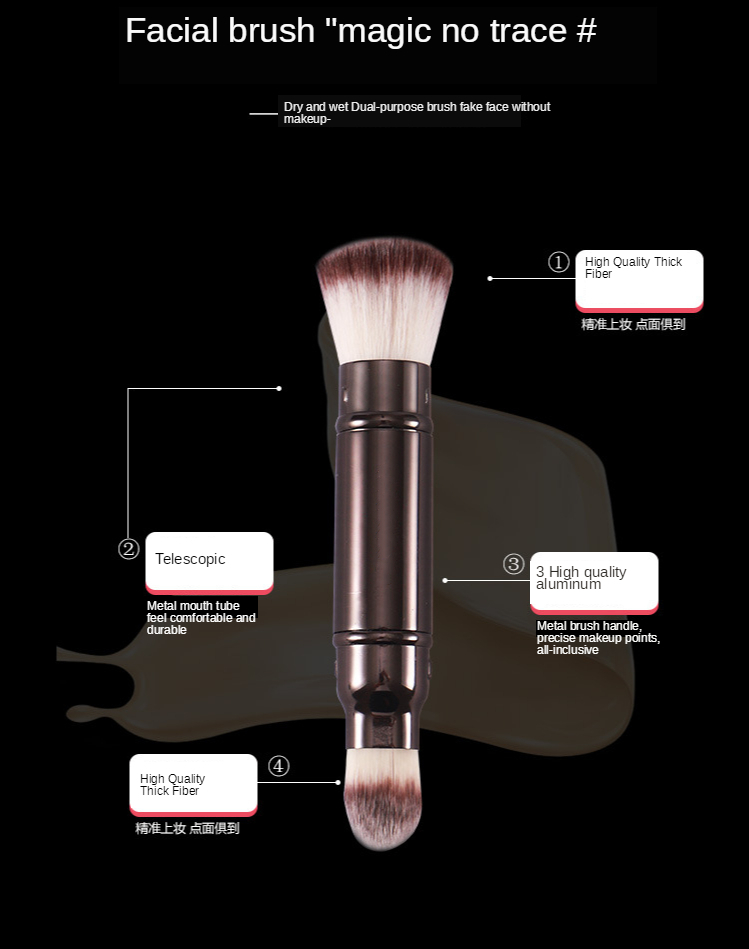 Eye Shadow Hourglass Infällbar dubbelhögskiftning Makeup Borstar Portable Powder Blush Foundation Concealer Cosmetics Brush 1146167