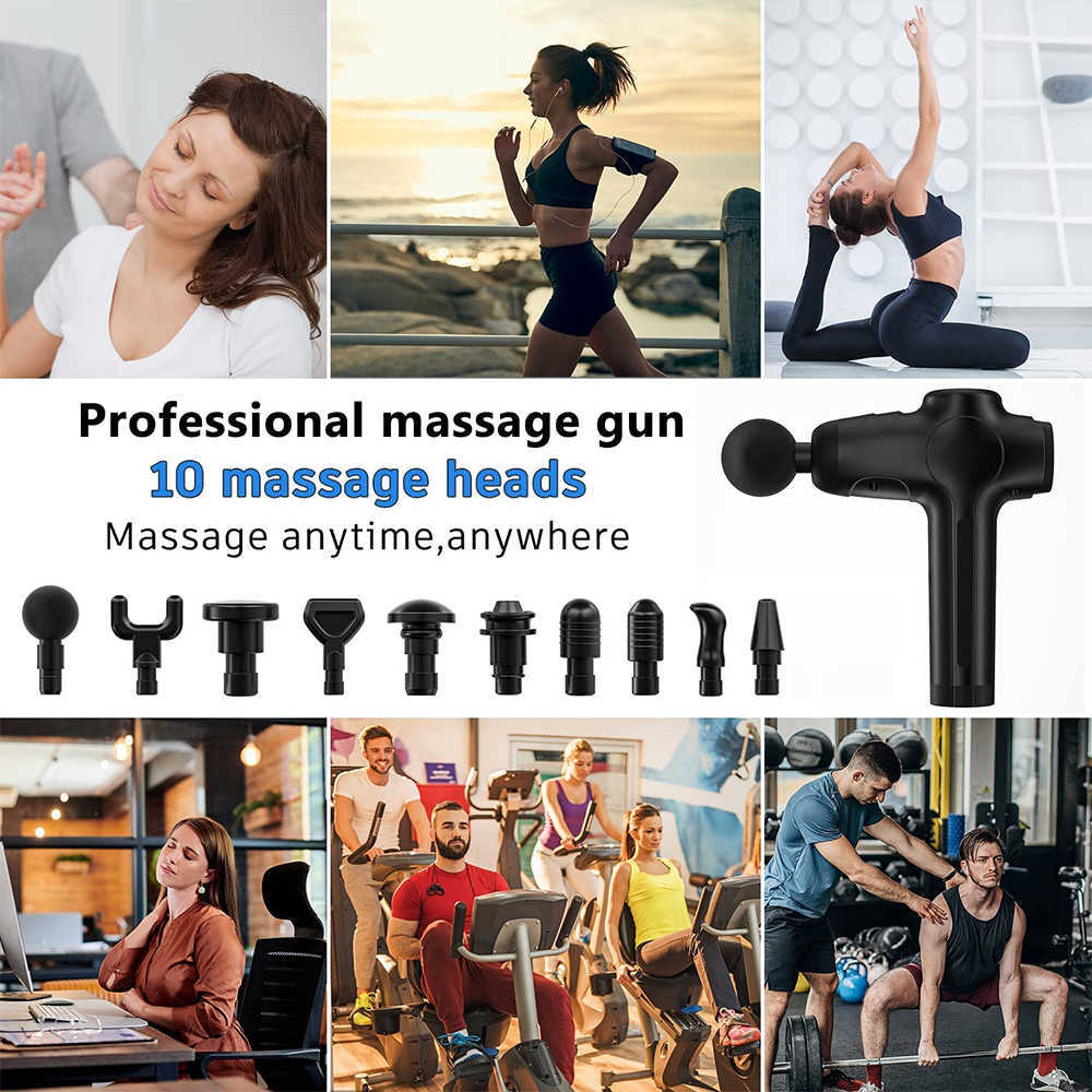 LCD Display Deep Muscle R Electric Fascia Gun Body Neck Massage Utövande avkoppling Slimmande smärtlindring 0209