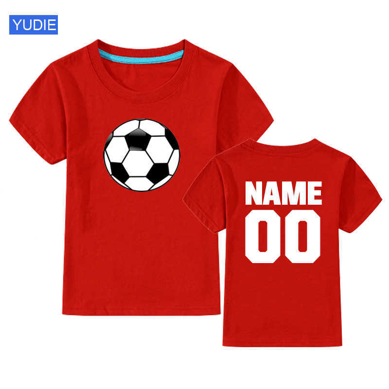 T-shirts barn tshirt fotboll 2021 pojkar flickor födelsedag t shirt anpassad namn nummer bomull barnkläder tee kläder baby pojke toppar t230209