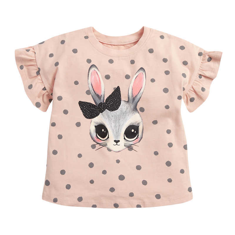 T-shirts Little maven 2022 Lovely Rabbit Summer T-shirt Cotton Pink Spot Soft and Comfort Clothes New Fashion Tops for Kids 2 to 7 year T230209