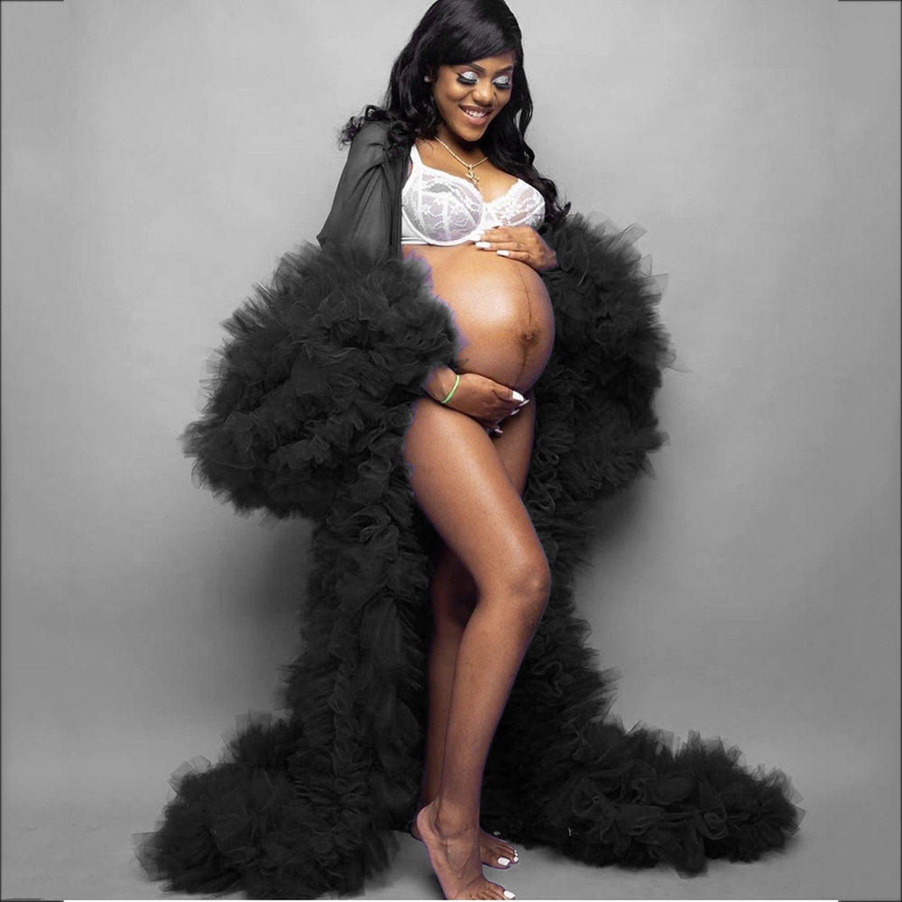 Sexig kvinnlig baby shower kl￤nning tyll mammalfoto kl￤der l￥nga kvinnor graviditet kl￤nning f￶r fotografering gravida kvinnkl￤nningar