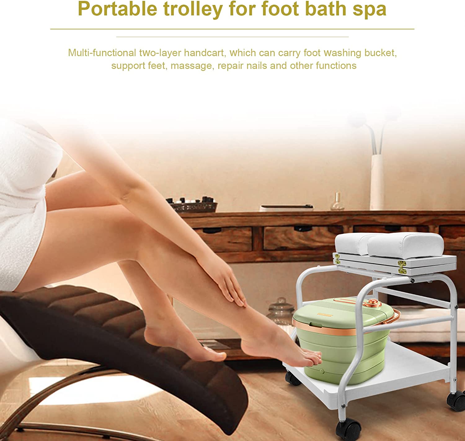 Elitzia etst24 schoonheid salon nagel salon of voetbad spa draagbare trolley kar voor voet rust of pedicure