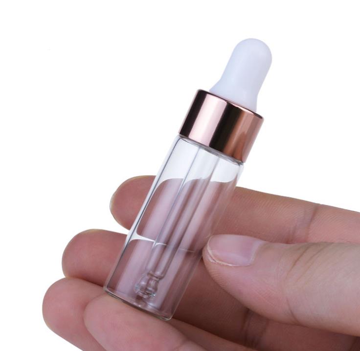 Amber Clear Glass Drompper fles 1 ml 2 ml 3 ml 5 ml Mini Cosmetisch monster Essentiële olie -druppels Flessen SN4800