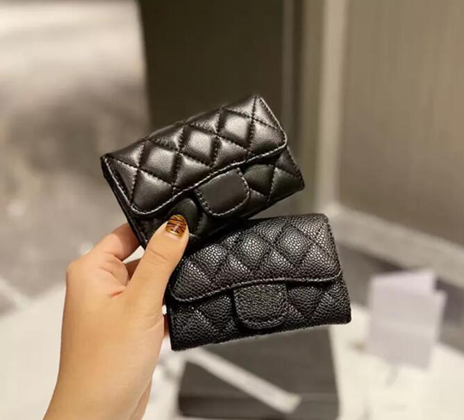 2023Mini portamonete Portafogli donna Designer classici Luxurys Portafoglio corto Moda Porta carte di credito Caviale Tasche in pelle di pecora Vera pelle5866