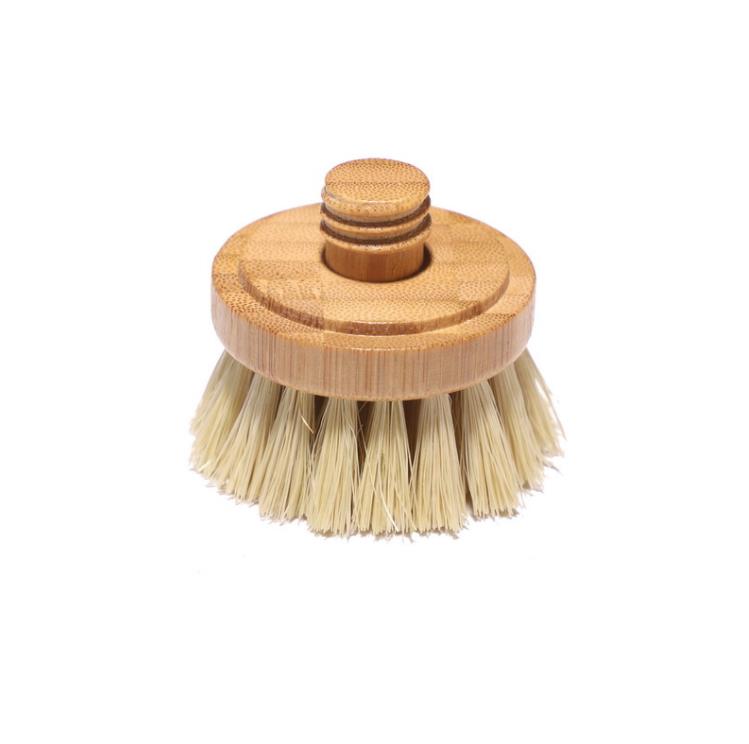 Brosse à vaisselle en bambou, brosse de nettoyage de cuisine, pot en spirale à long manche en sisal, tête de brosse de remplacement SN5119