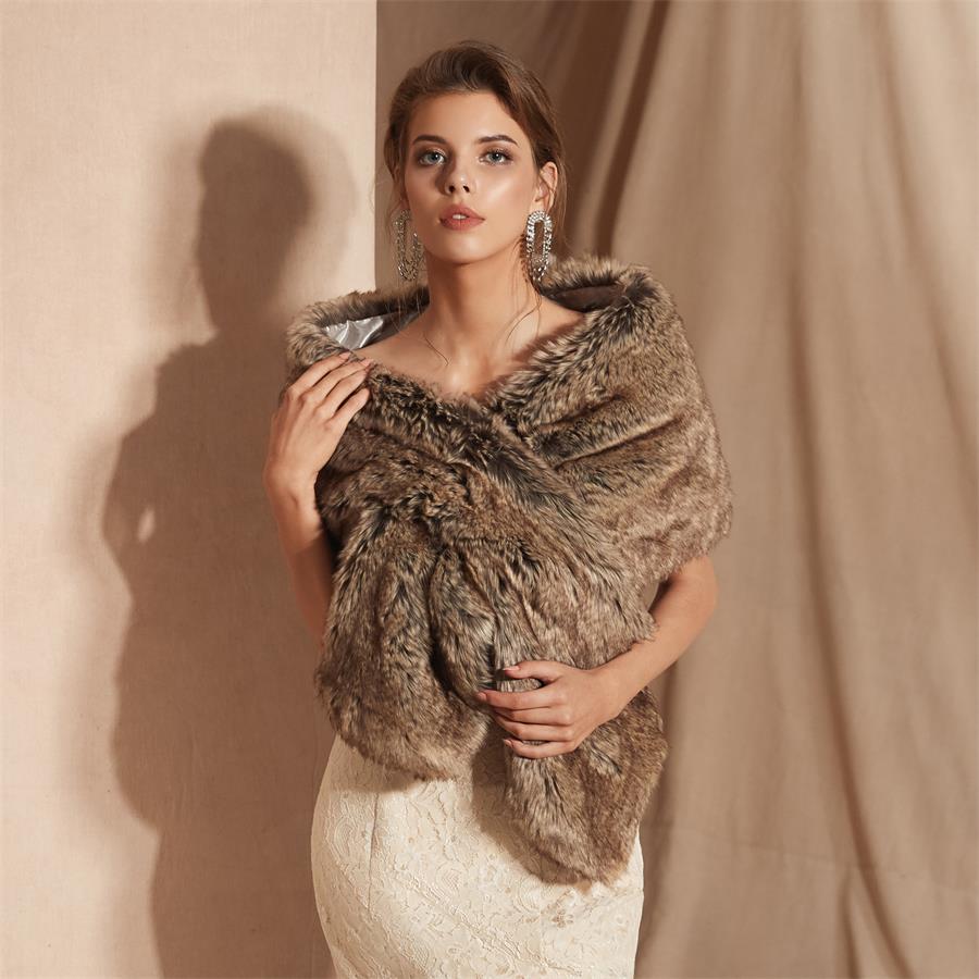ラップウェディングドレスアクセサリー新しい秋と花嫁の冬の毛皮のショールマルチカラーオプションPJ082089
