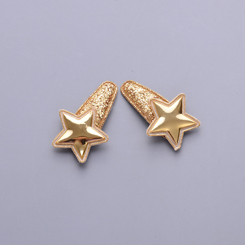 Old Cobbler ETS001# Hair Accessories Baby Clip Five-pointed Star Flash Powder Plastic Spraying Color Droplet Shape Candy Girl