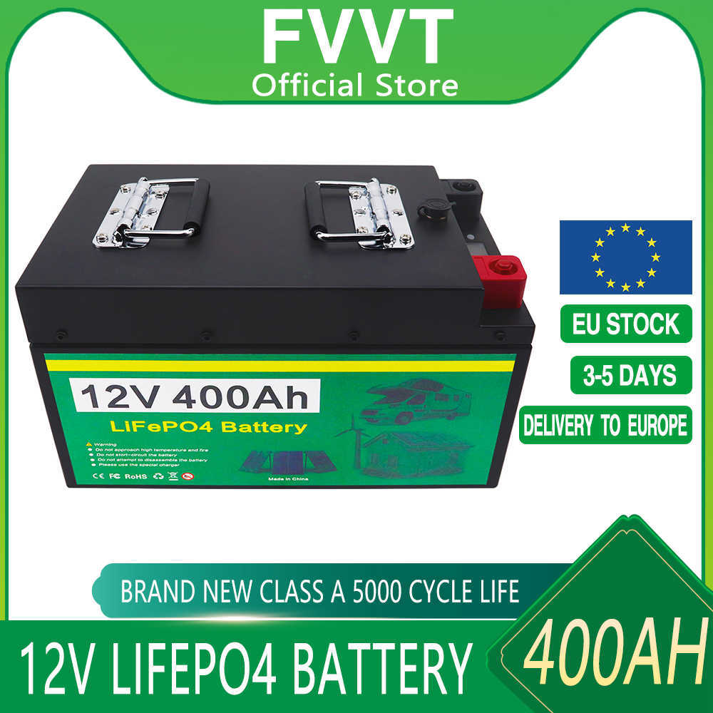 12V 400Ah LiFePO4 batteria al litio ferro fosfato BMS integrato carrello da golf camper camper fuoristrada fuori rete energia solare duty free