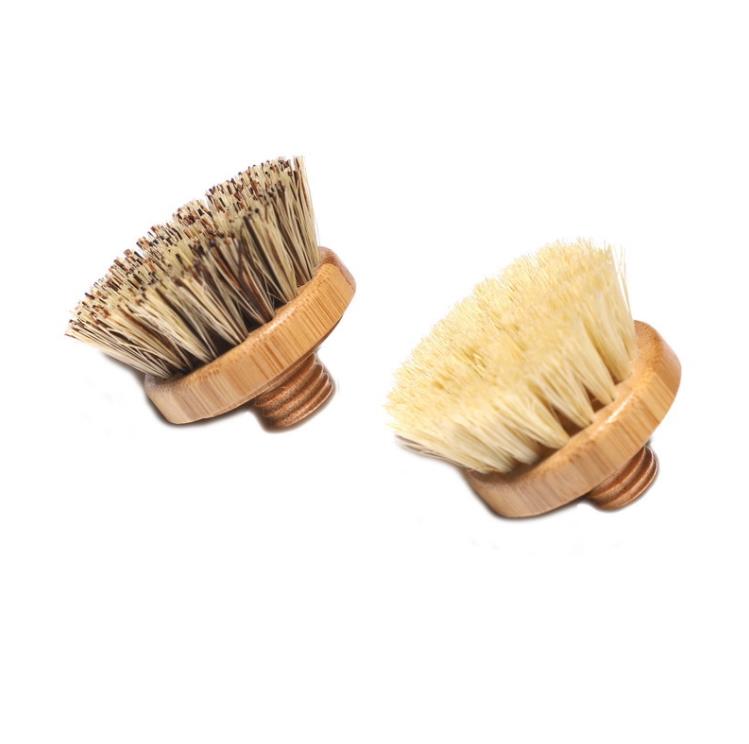 Brosse à vaisselle en bambou, brosse de nettoyage de cuisine, pot en spirale à long manche en sisal, tête de brosse de remplacement SN5119