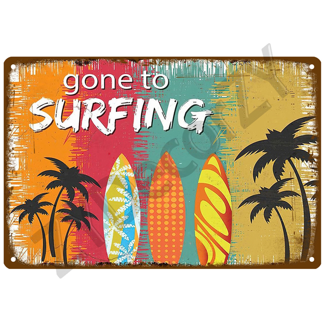 Hawaii Surf art peinture Rétro Plaque Métal Signe Mur Art Tin Signe Mur Affiches Vintage Chambre Décorations pour La Maison Bar Accessoires Décor Intérieur taille 30X20CM w02