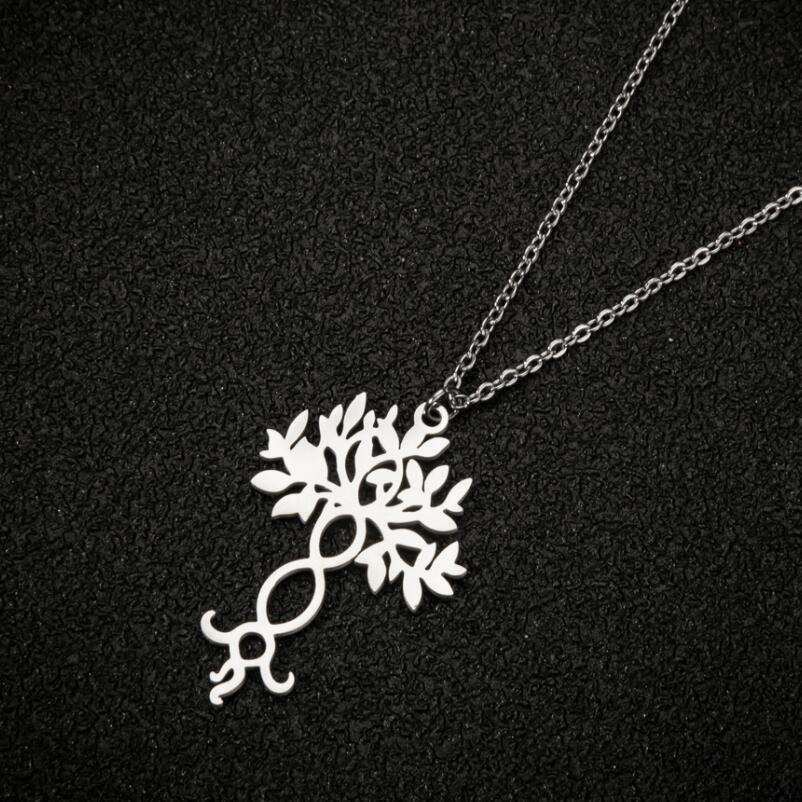 Celtic Family Tree of Life ketting met Infinity Infinite Forever Love Sign roestvrij staal Lucky Number 8 DNA Shape Pendant Chain Choker Sieraden