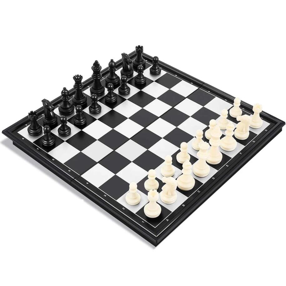 Portable Kid Intelligence toys Mini International Chess Folding Magnetic Plastic Chessboard Board Game Toy