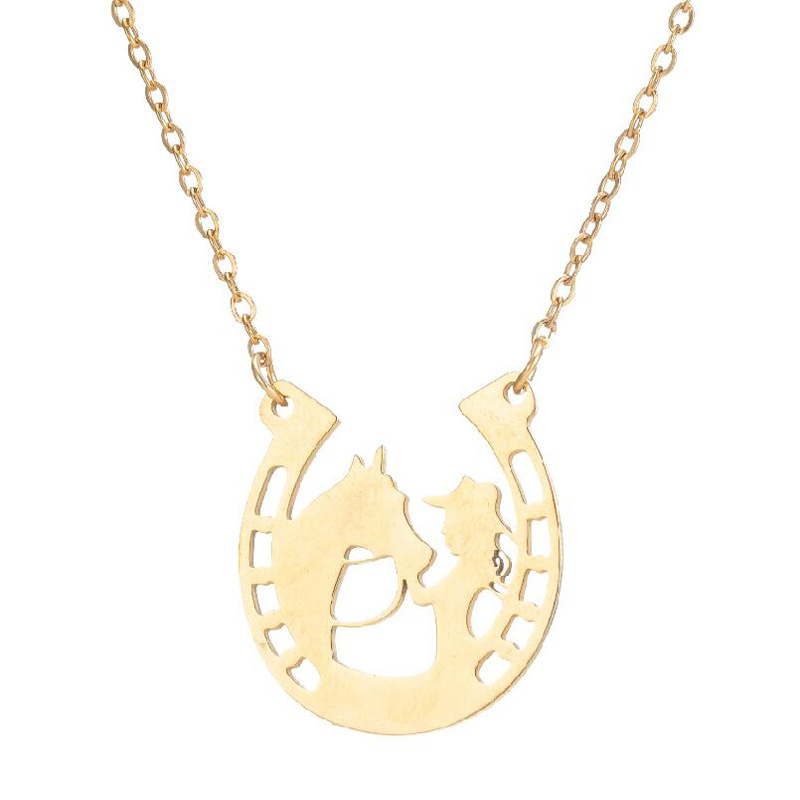 Chanceux Cowgirl Fer À Cheval Collier Cowboy Tête De Cheval Chaussure Sabot Lettre Initiale U Forme Charme Pendentif En Acier Inoxydable Collier Ras Du Cou pour Femmes