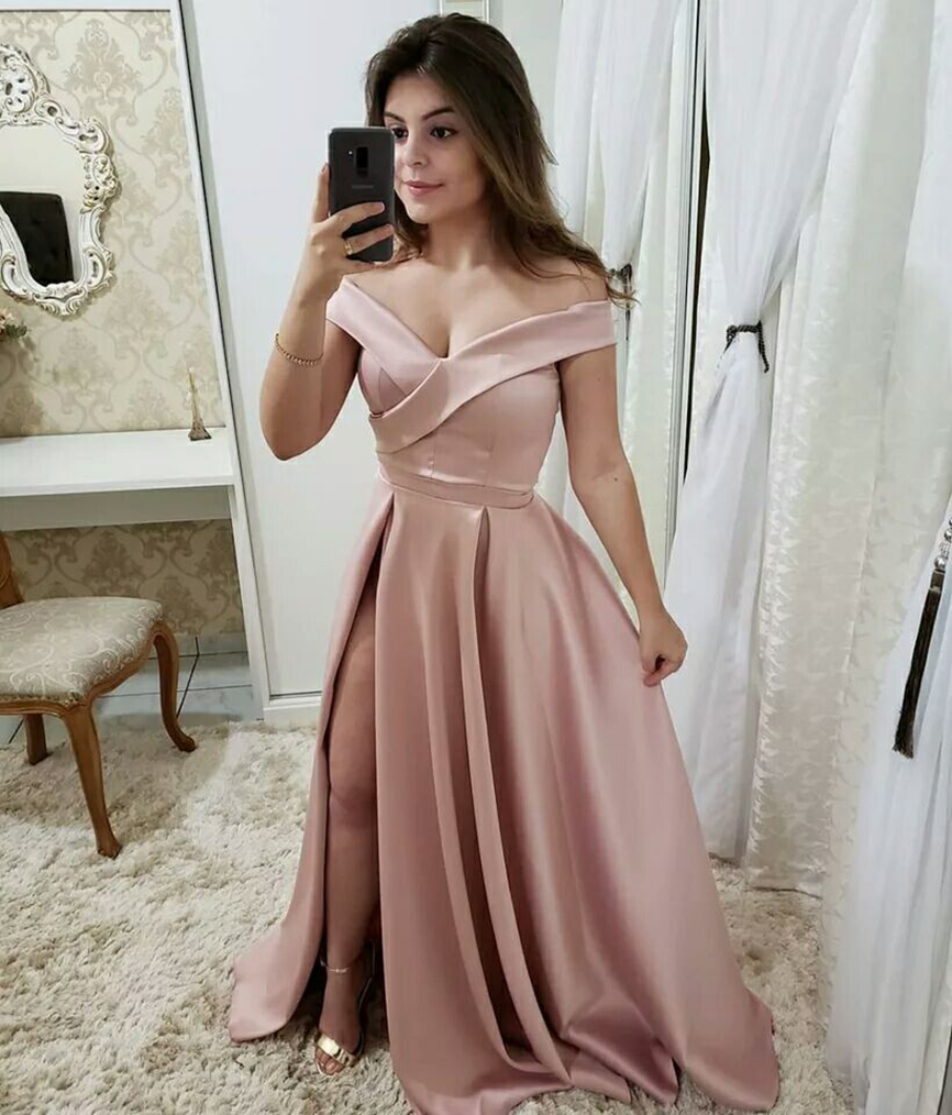 2023 Pleat Prom Party aftonkl￤nningar Vestido de Noiva sereia kl￤nningsk￥pa de soiree satin sida slits sexig l￥ng kl￤nning