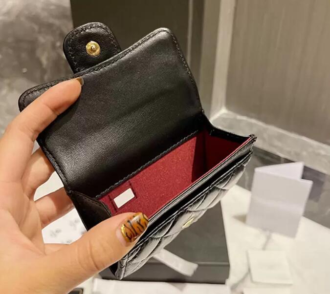 2023Mini portamonete Portafogli donna Designer classici Luxurys Portafoglio corto Moda Porta carte di credito Caviale Tasche in pelle di pecora Vera pelle5688