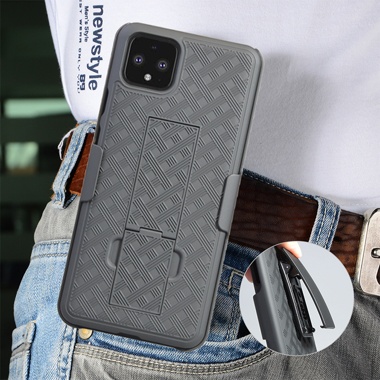 GooglePixel Holster Case Defender Kickstand Telefon Fullt skyddande fodral med Spring Belt Clip f￶r Google Pixel 2 3A 4A 5A 6 Pro 4 5 XL Heavy Duty Hybrid Protective Cover