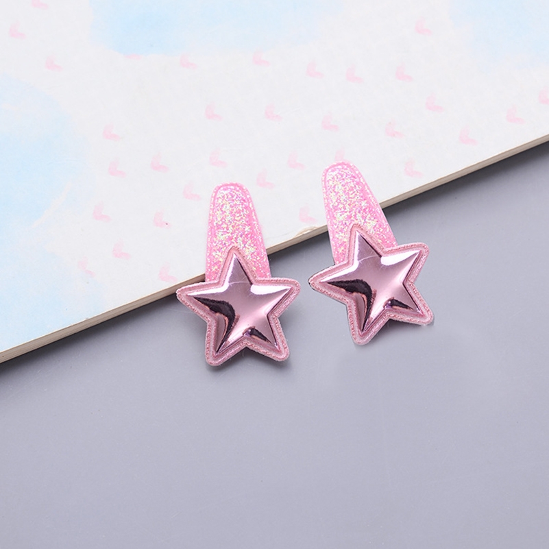 Old Cobbler ETS001# Hair Accessories Baby Clip Five-pointed Star Flash Powder Plastic Spraying Color Droplet Shape Candy Girl