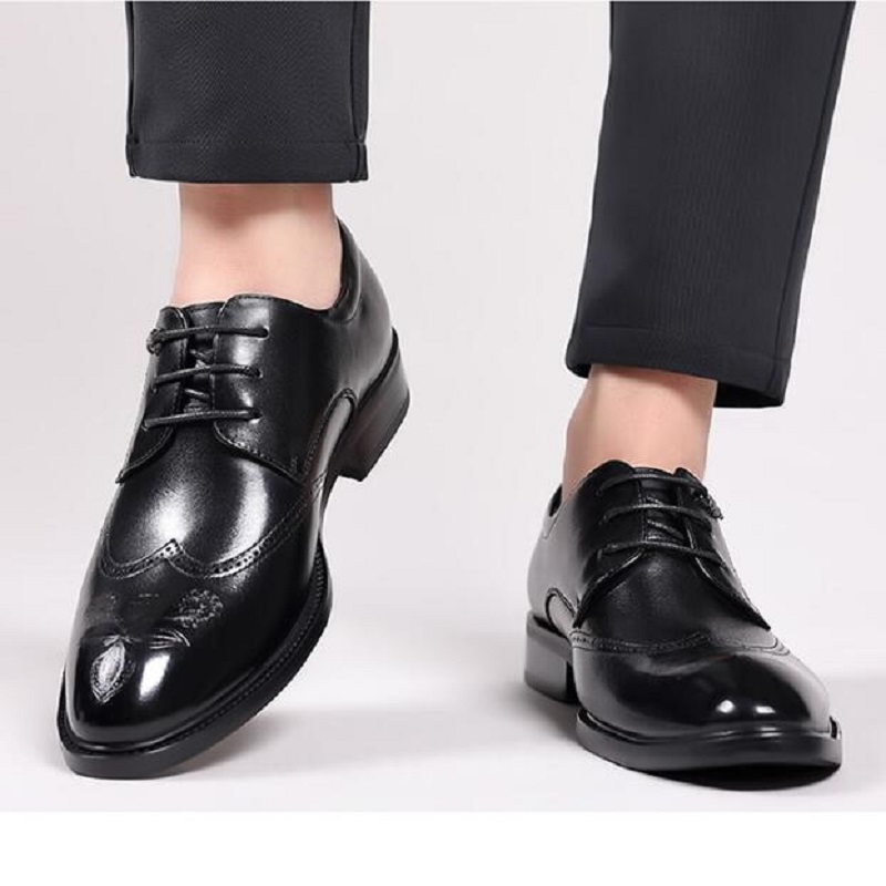 Men Wedding Shoe Genuine Leather Men Business Formal Wear British Oxfords Shoes For Men D2A9