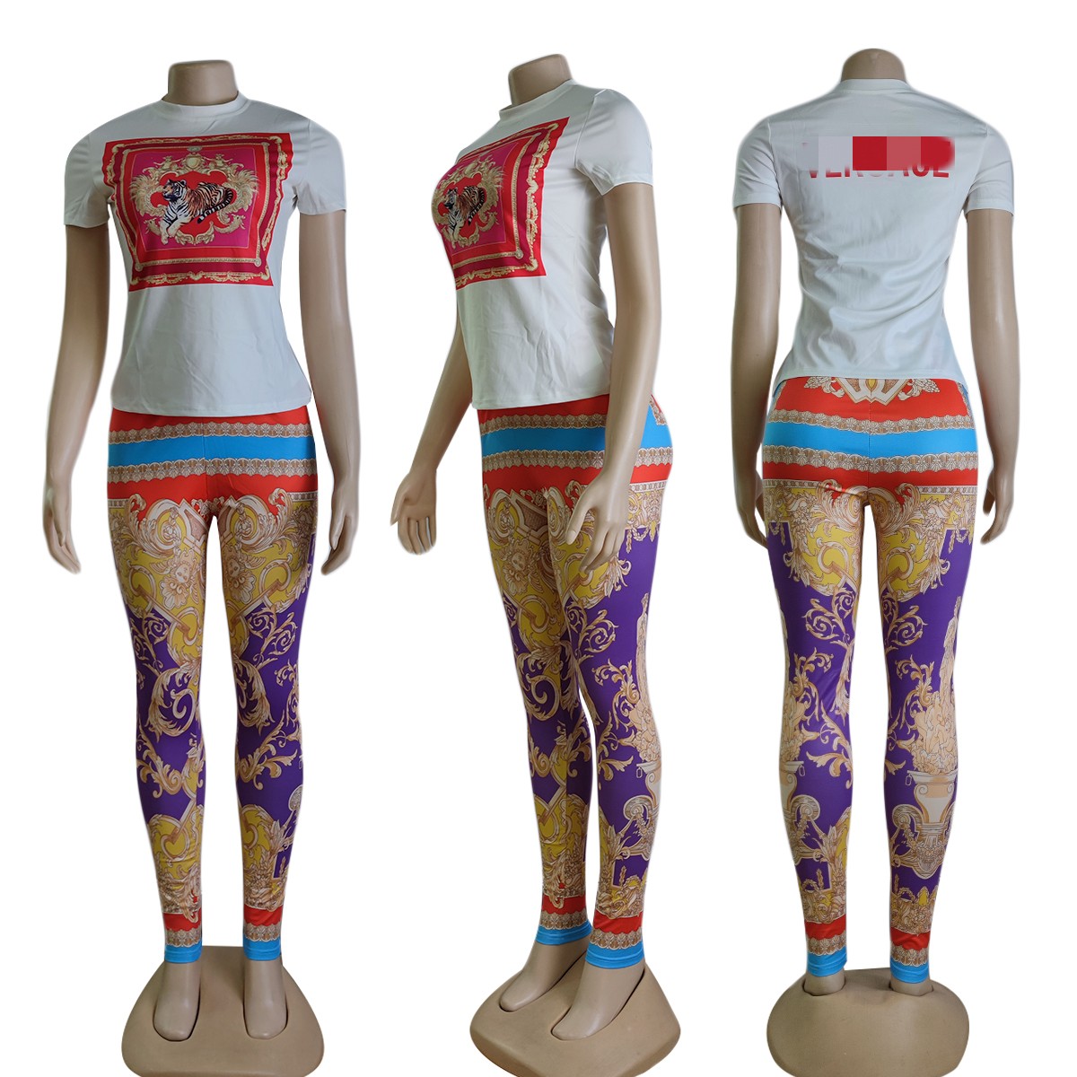 T-shirt e pantaloni casual girocollo da donna 2023 in due pezzi, set di abiti estivi, spedizione gratuita