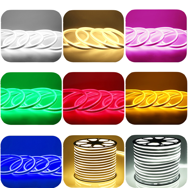 LED Flexible Neon Sign Strip Light 110V 220V 2835 5050 LED Neon Sign 120led Étanche Flex Rope Light Éclairage extérieur