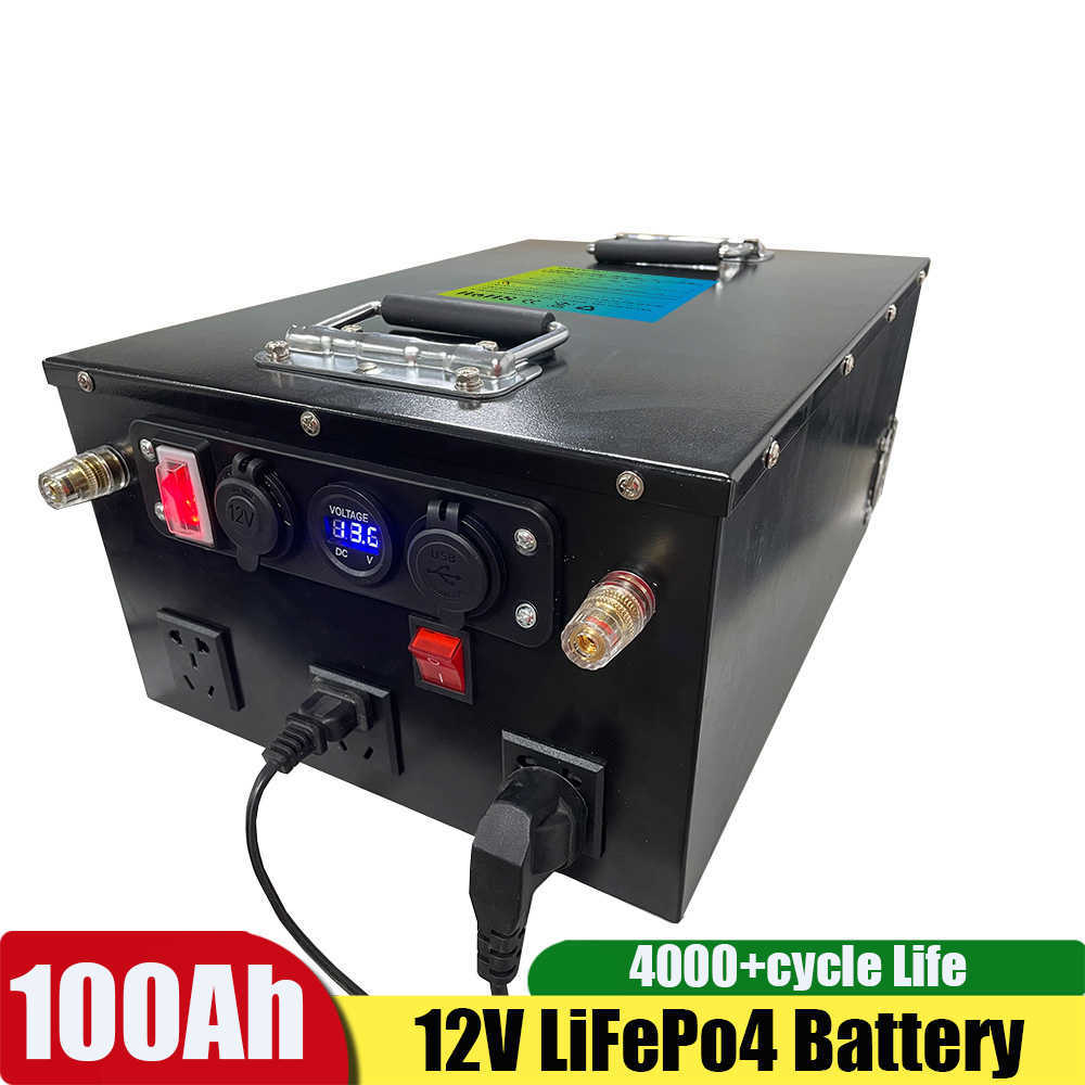 Station Bank Bank 12 V 100AH ​​LifePo4 Pakiet akumulatorowy 12V 500W Oceniony 1000W Peak Falter Batteria na kemping na świeżym powietrzu