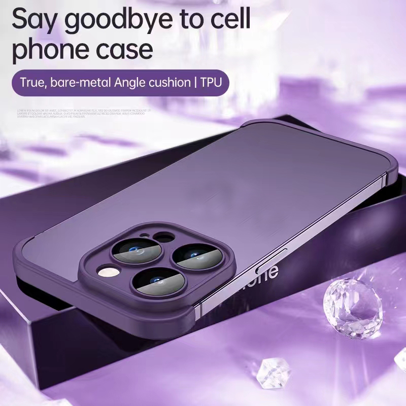 Framel￶s mobiltelefon TPU -skyddsfodral f￶r iPhone 14 13 12 Pro Max med glaslinslinsskydd Telefonfodral Sugs￤ker bakre mobilt￤ckning