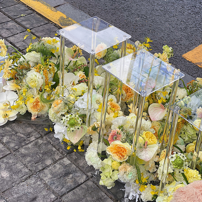 Table de mariage en acrylique transparent, grand support à fleurs au sol, allée de mariage, supports à fleurs, décoration de centres de table, envoi par mer