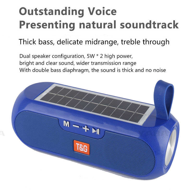 Portable Speakers Powerful speaker with solar plate Bluetooth-compatible Stereo Music Box Power Bank Boombox waterproof USB AUX FM radio