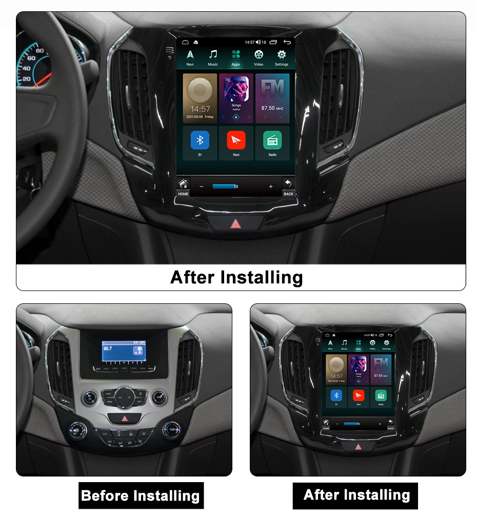 Lecteur dvd de voiture Android 11 pour Cruze 2015 - 2020 Tesla Style écran Carplay multimédia GPS Navigation tête unité stéréo