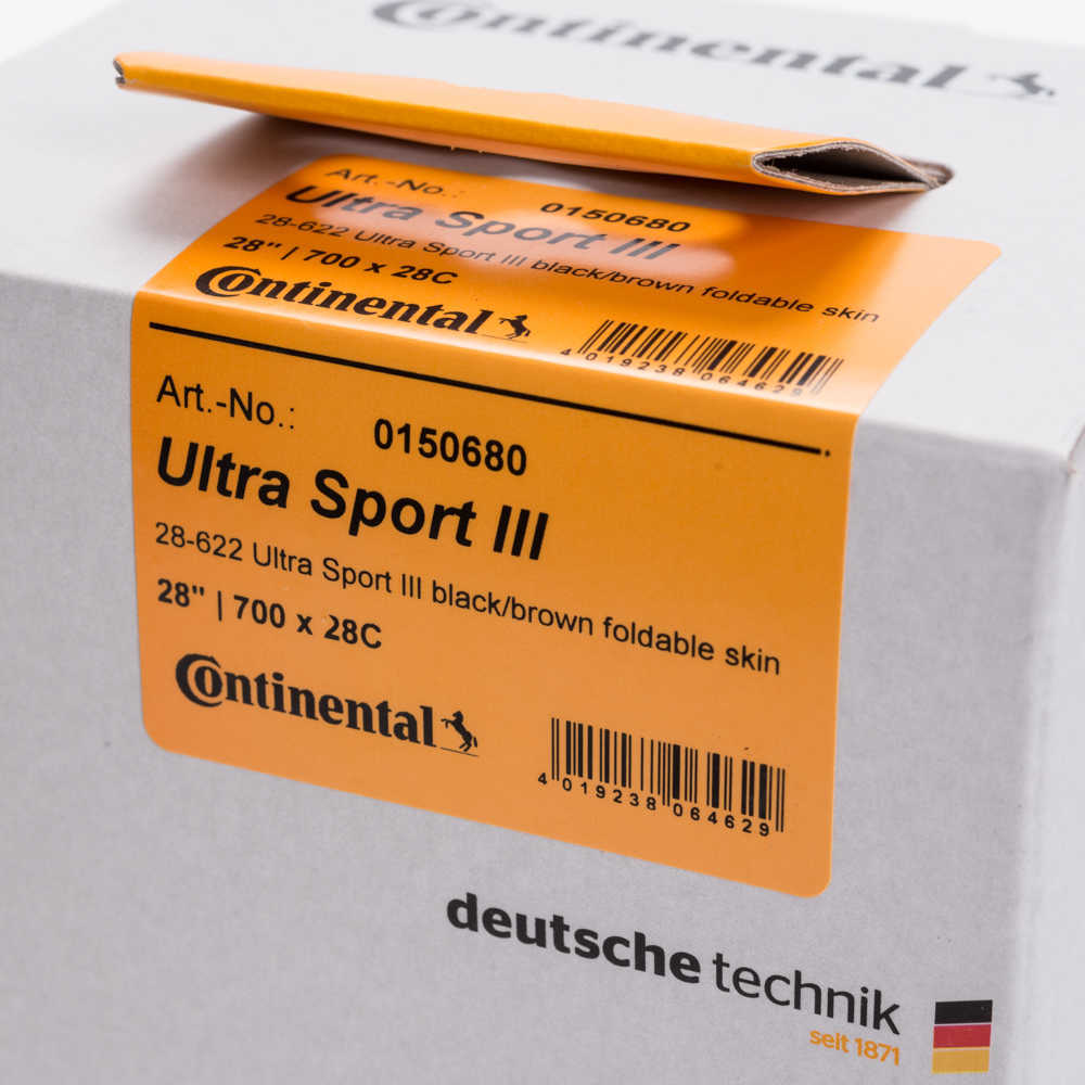 Reifen CONTINENTAL Ultra Sport 3 Original Pneu 700x28c Faltradreifen PureGrip Compound Schwarz/Braun Faltbar Skin Rennradreifen 0213