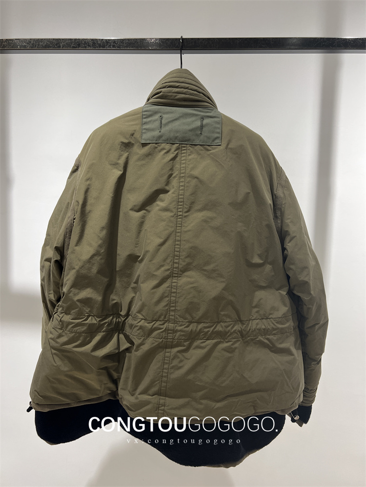 Mens Down Parkas Autumn and Winter Stitching Zipper Collar Down Jacket Khaki Army Green Casual Coat