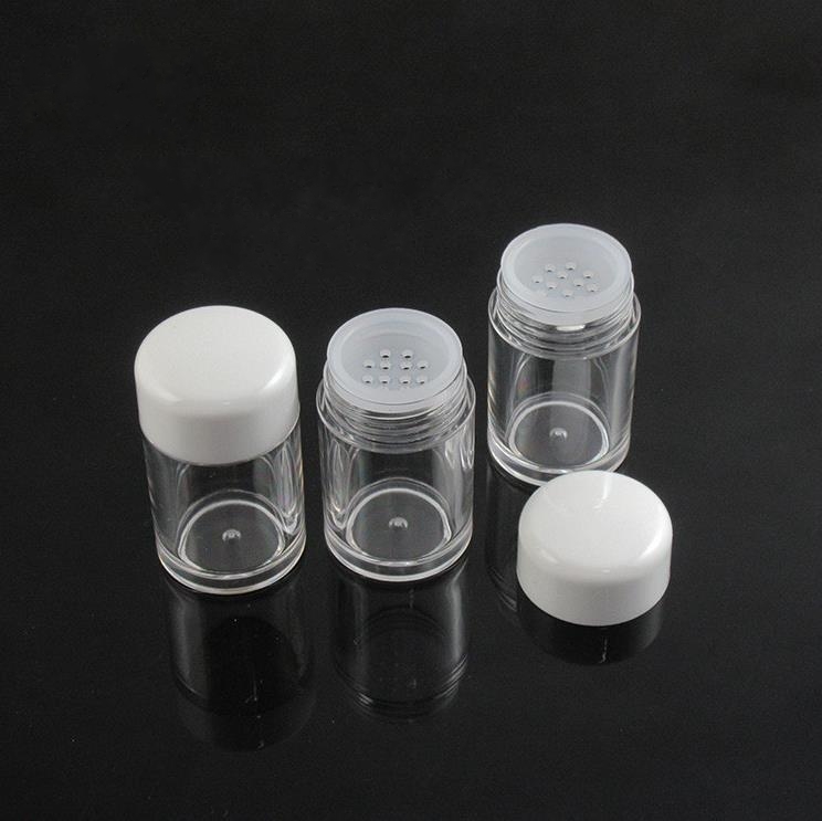 10 ml de poudre en vrac contenant des bouteilles de pot en plastique transparent contenant des paillettes poudre cosmétique boîte d'ombre à paupières bouteille avec tamis et couvercles SN664