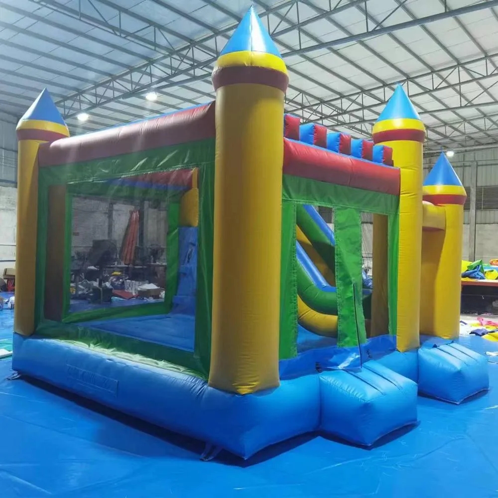 Customized PVC Trampolines Inflatable Dry Slide Jumping Bed Mutil color Princess Children Bouncy Castle with Slide include Blower free ship to your door