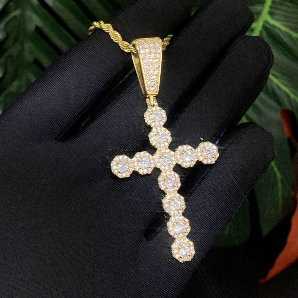 Iced Out Männer Junge Kreuz Anhänger Halskette Seil Kette Gold Silber Hip Hop Halsketten Schmuck mit 5A Cz Gepflastert Punks Tyles Jewelrys Großhandel